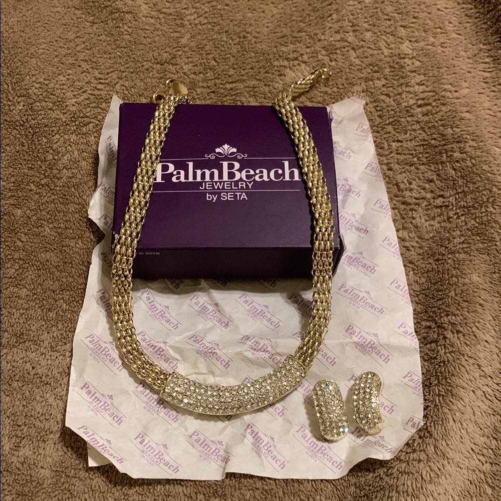 PalmBeach Jewelry Gold Necklace and Earrings Set